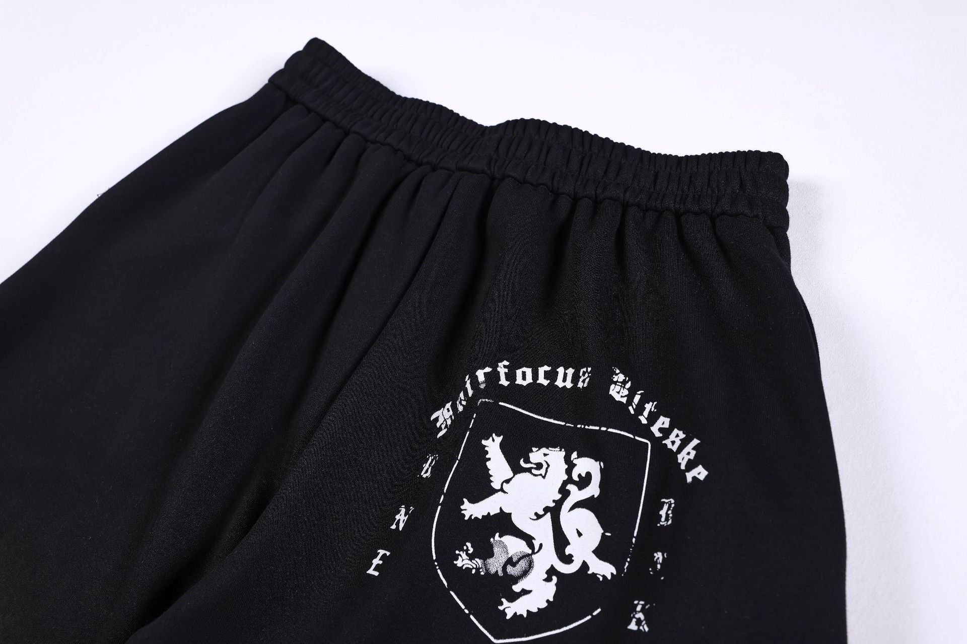 Graphic Print Panel Curved Wide Leg Sweatpants