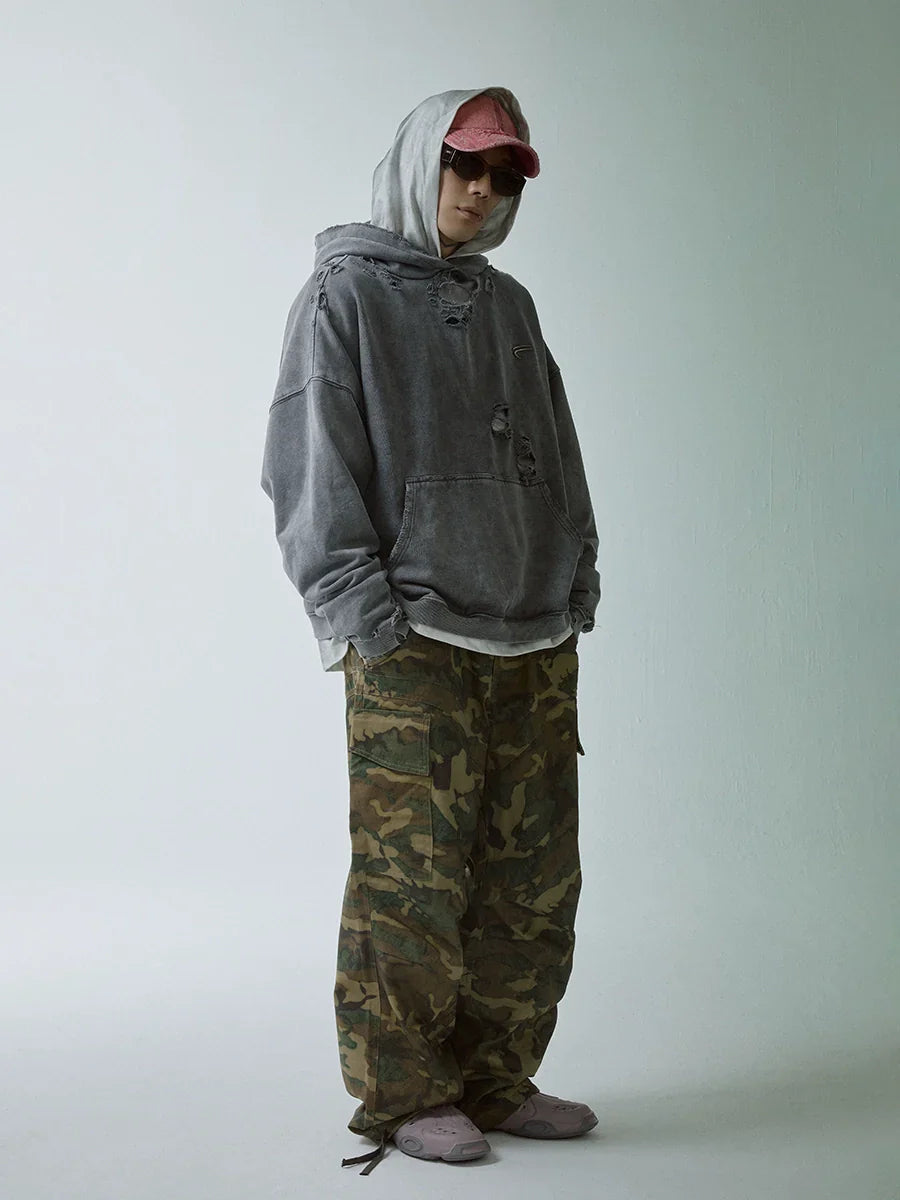 Metal Logo Accent Oversize Hoodie