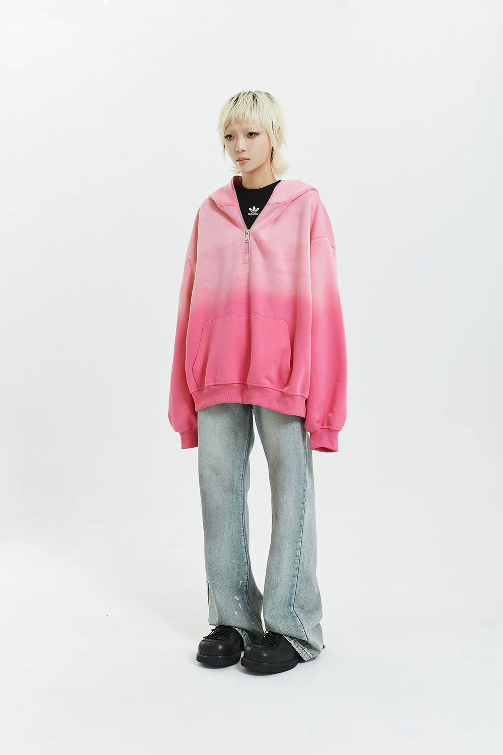 Gradient Half Zip Oversize Hoodie
