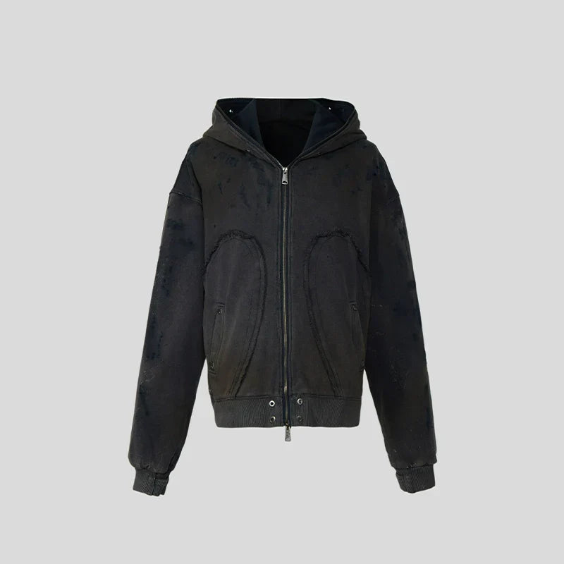 Washed Double Zipper Hoodie &Wide Leg Washed Sweatpants Setup