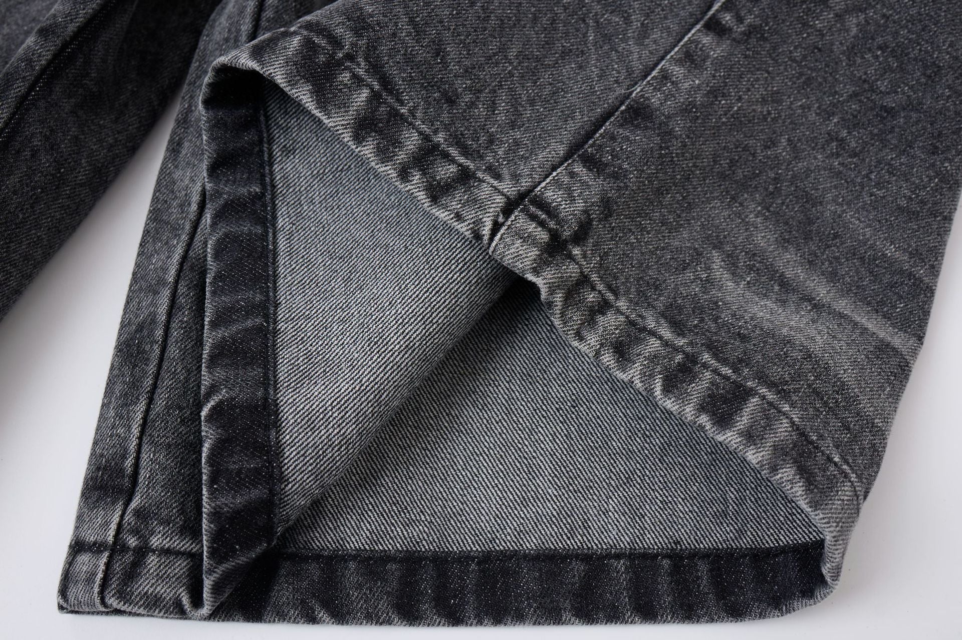 Washed Whisker Metal Buckle Denim Jort