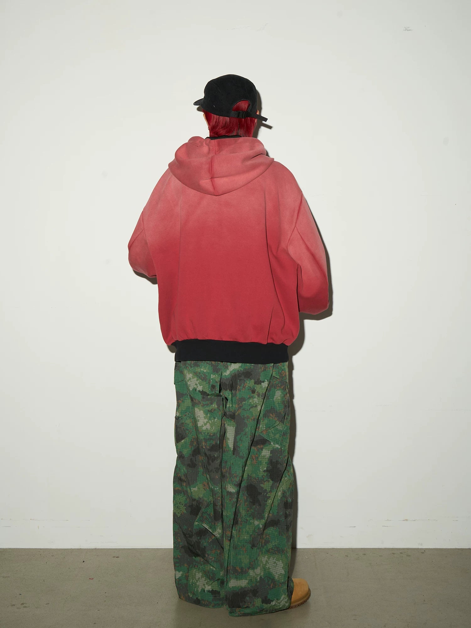 Gradient Embroidery Oversize Zipper Hoodie