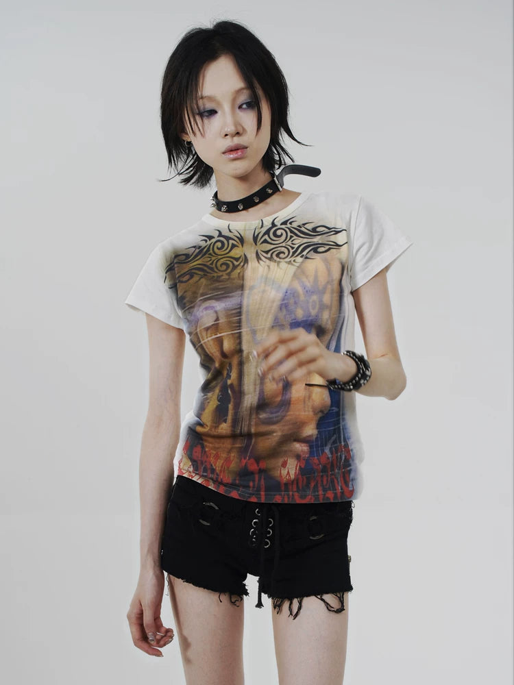 Tattoo Face Girl Short Sleeve T-Shirt