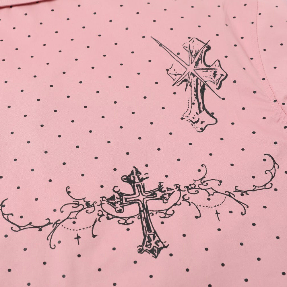Chemise décontractée à pois croisés