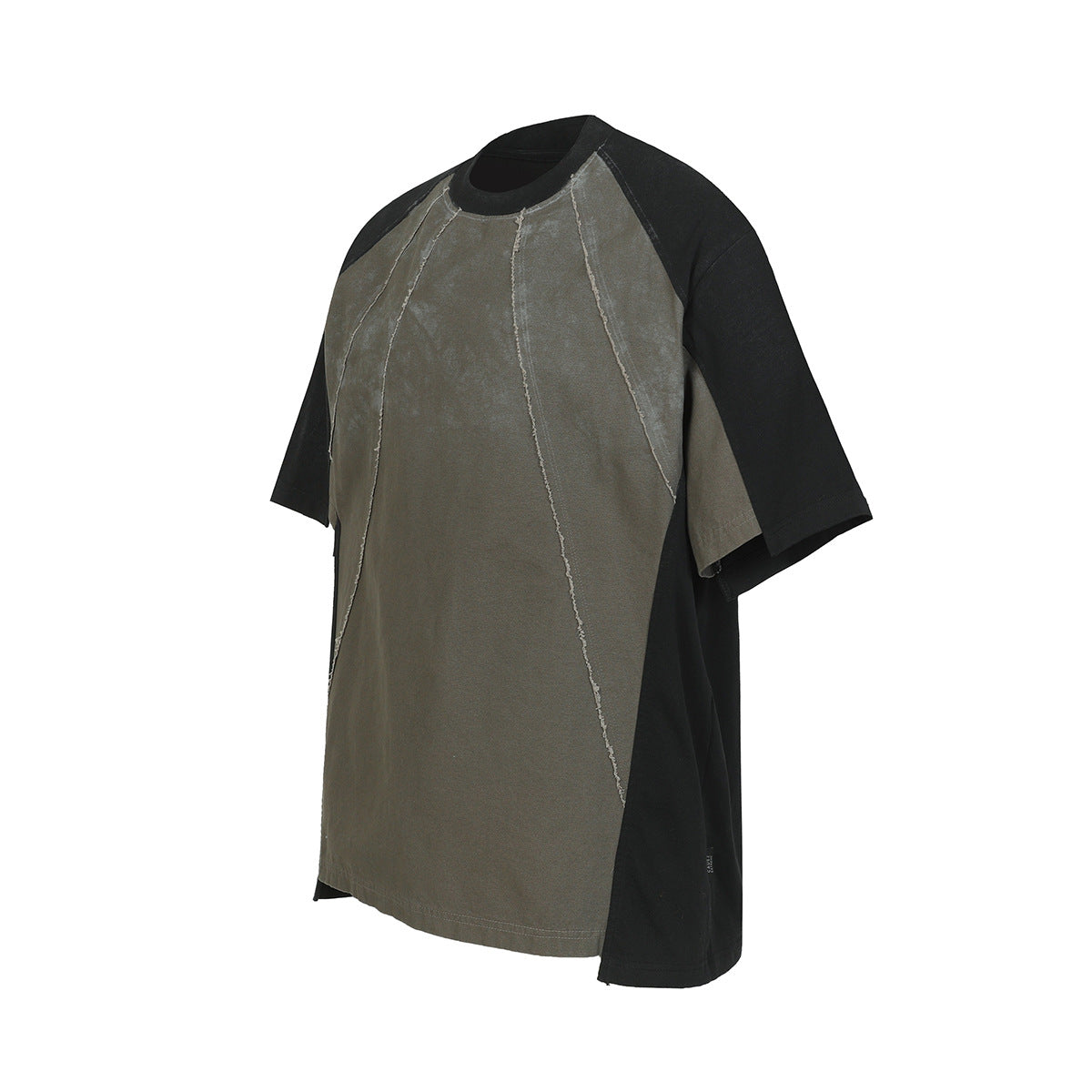 Washed Raw-Edge Splice Short Sleeve T-Shirt