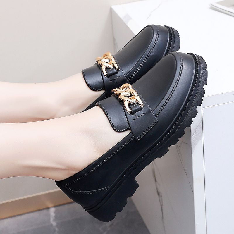 Chunky Chain-Link Cream Loafers