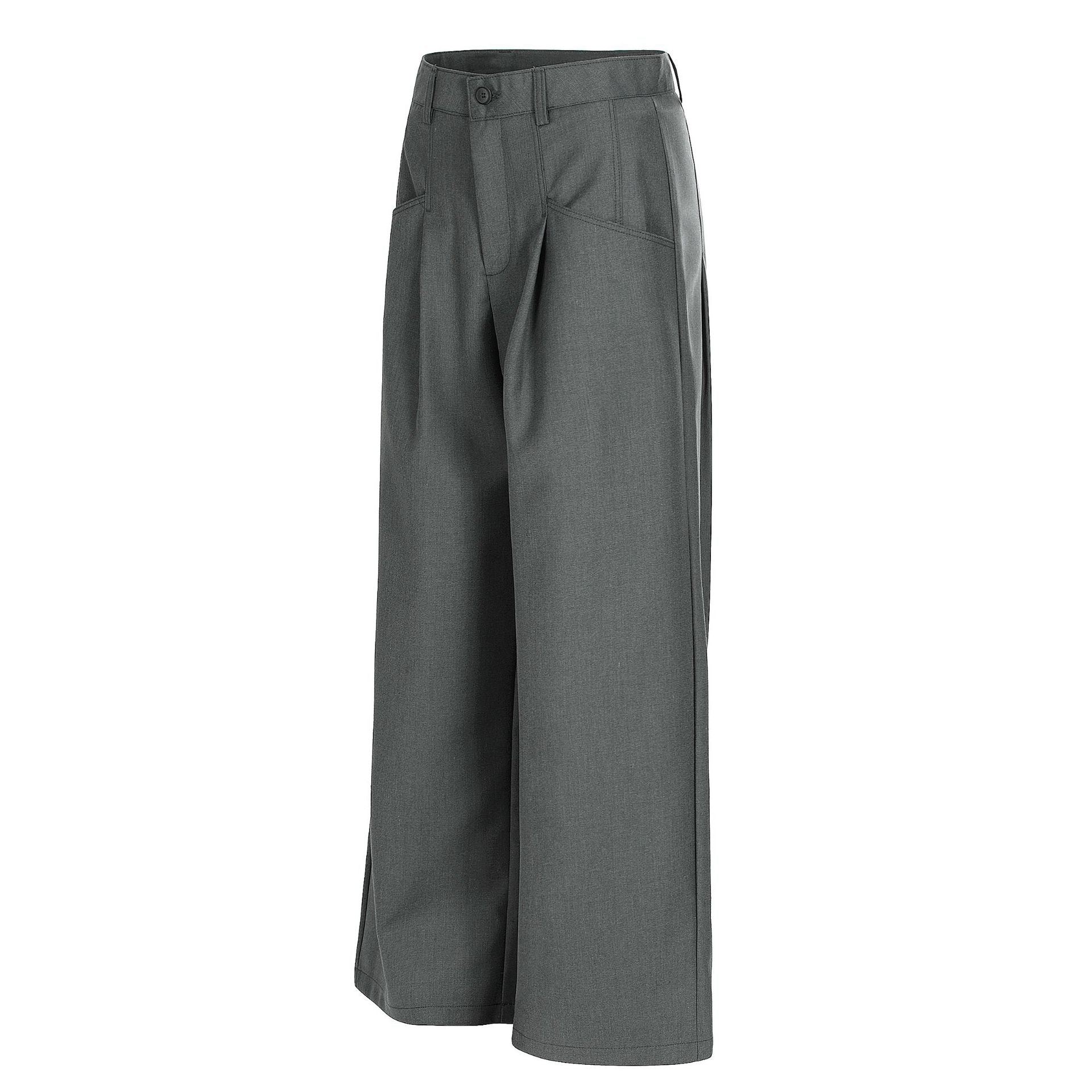 Deconstruction Pleats Draped Wide Leg Trousers
