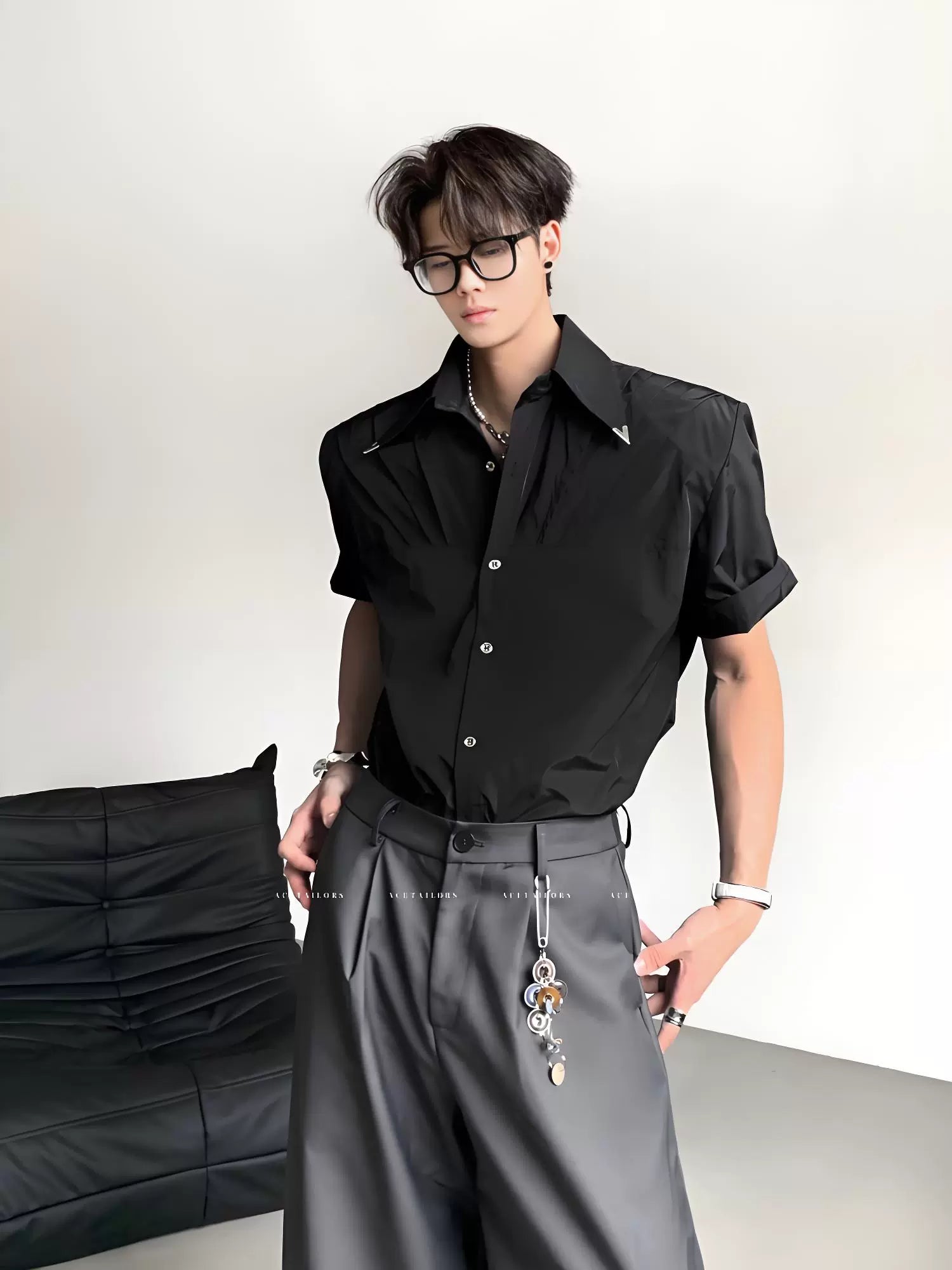 Pleated Wrinkle-Free Short Sleeve Shirt