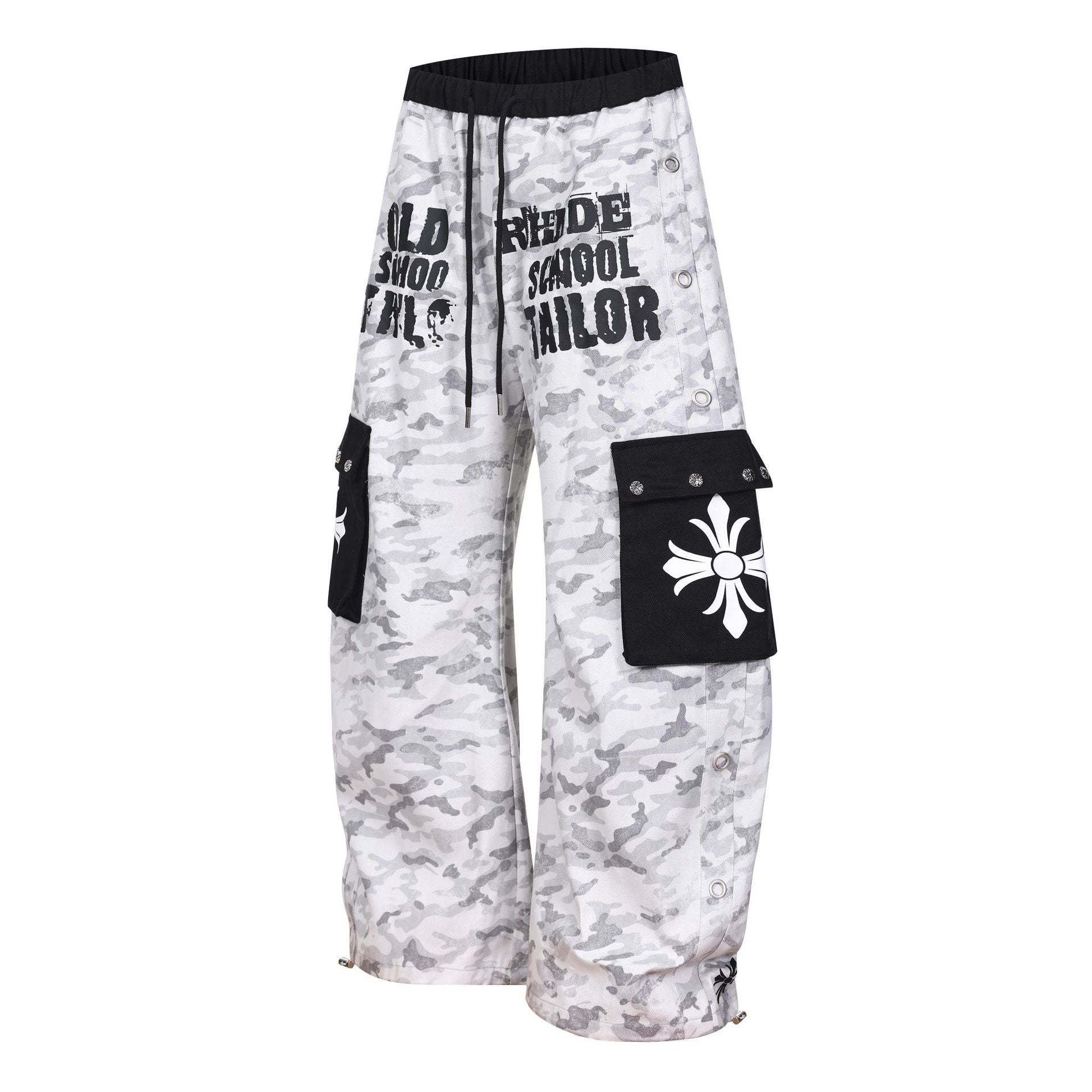 Camouflage Letter Print Cargo Pants