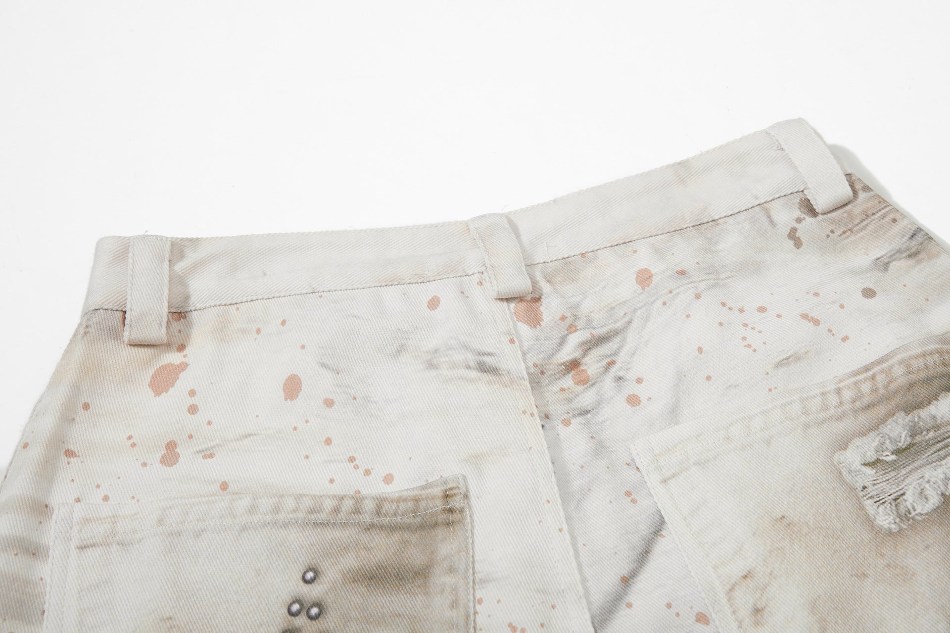 Studs Paint Wing Wide Leg Denim Jeans