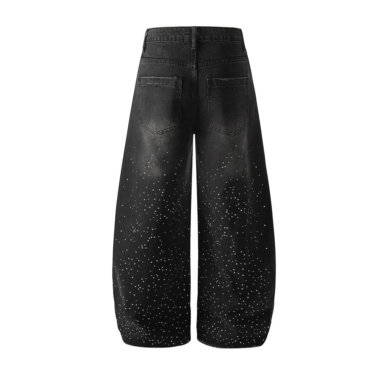 Washed Paint Pocket Wide Leg Denim Jeans