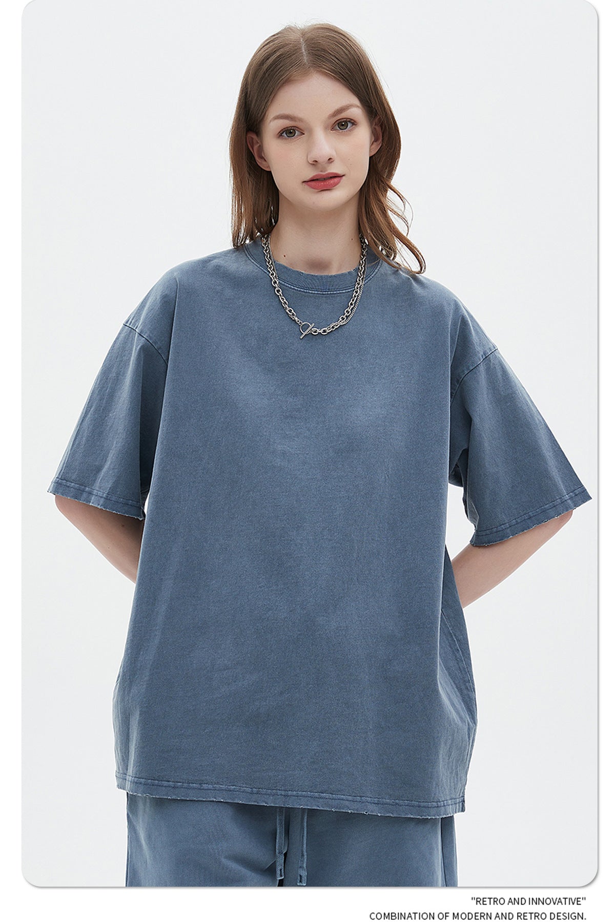 Washed Dyed Oversize Damage Short-sleeve T-shirt & Short Sweatpants Setup