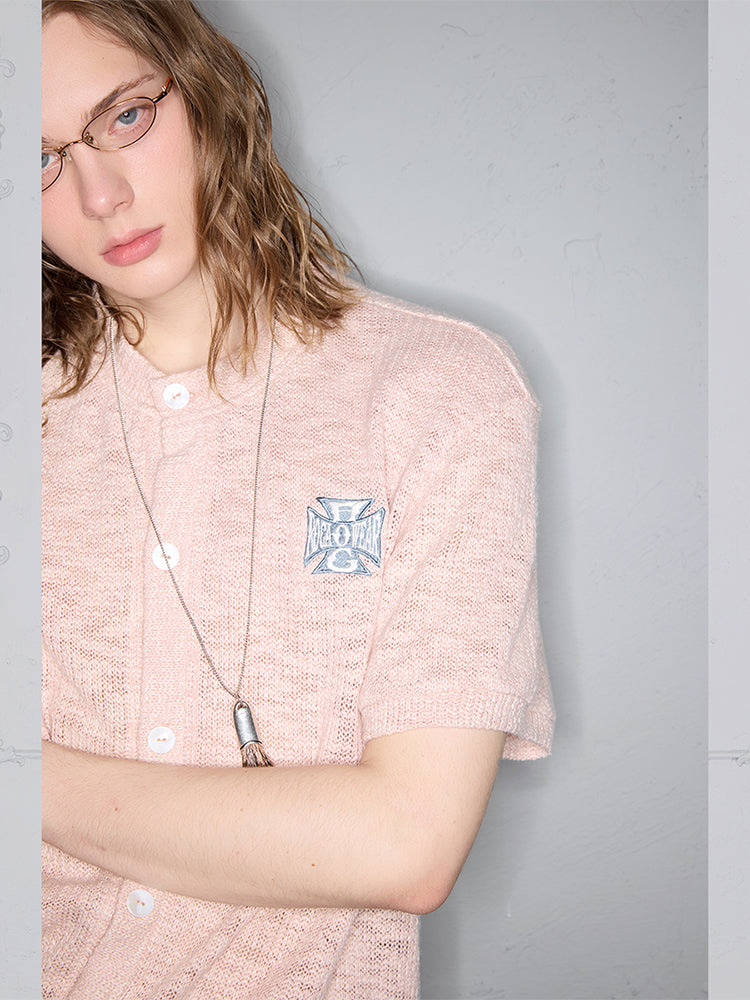 Snowflake Texture Embroidery Oversize Short Sleeve Shirt