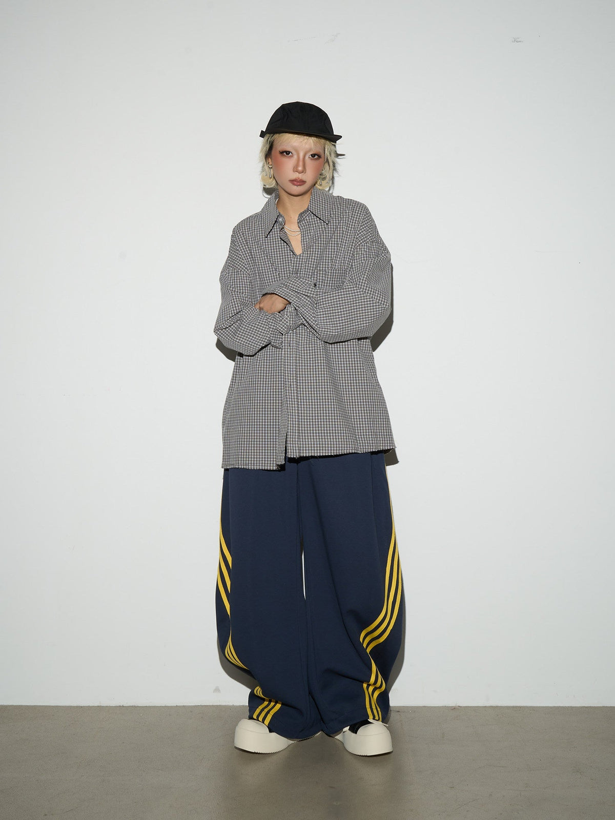 Stripe Contrast Drawstring Wide Leg Sweatpants