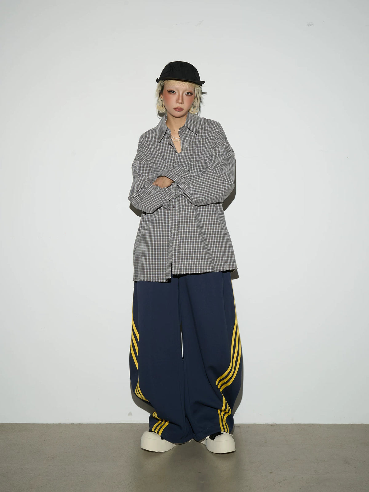 Stripe Contrast Drawstring Wide Leg Sweatpants