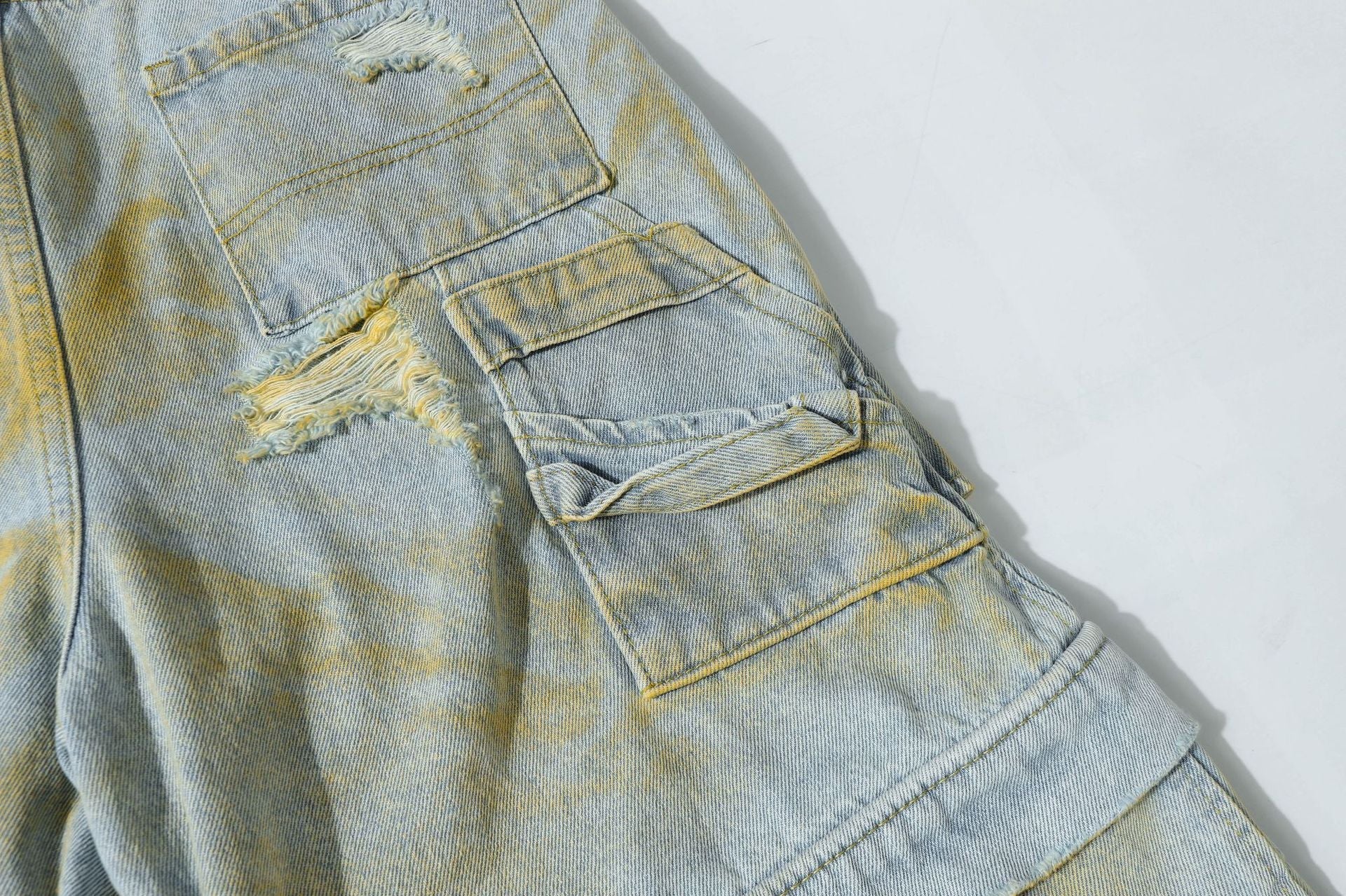 Washed Damage Denim Jort