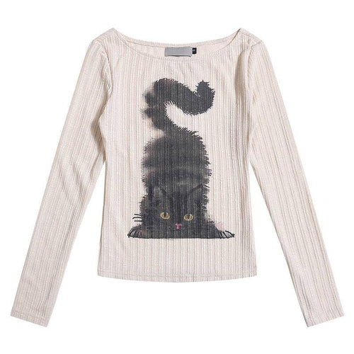 T-shirt d'été à manches longues pour filles épicées et amincissantes - S / Blanc crème