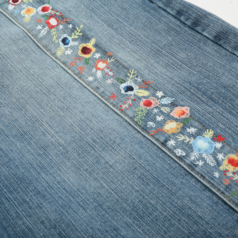 Jort en jean à imprimé floral