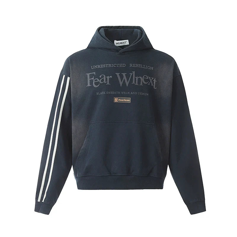 Felpa con cappuccio oversize con stampa di lettere lavate
