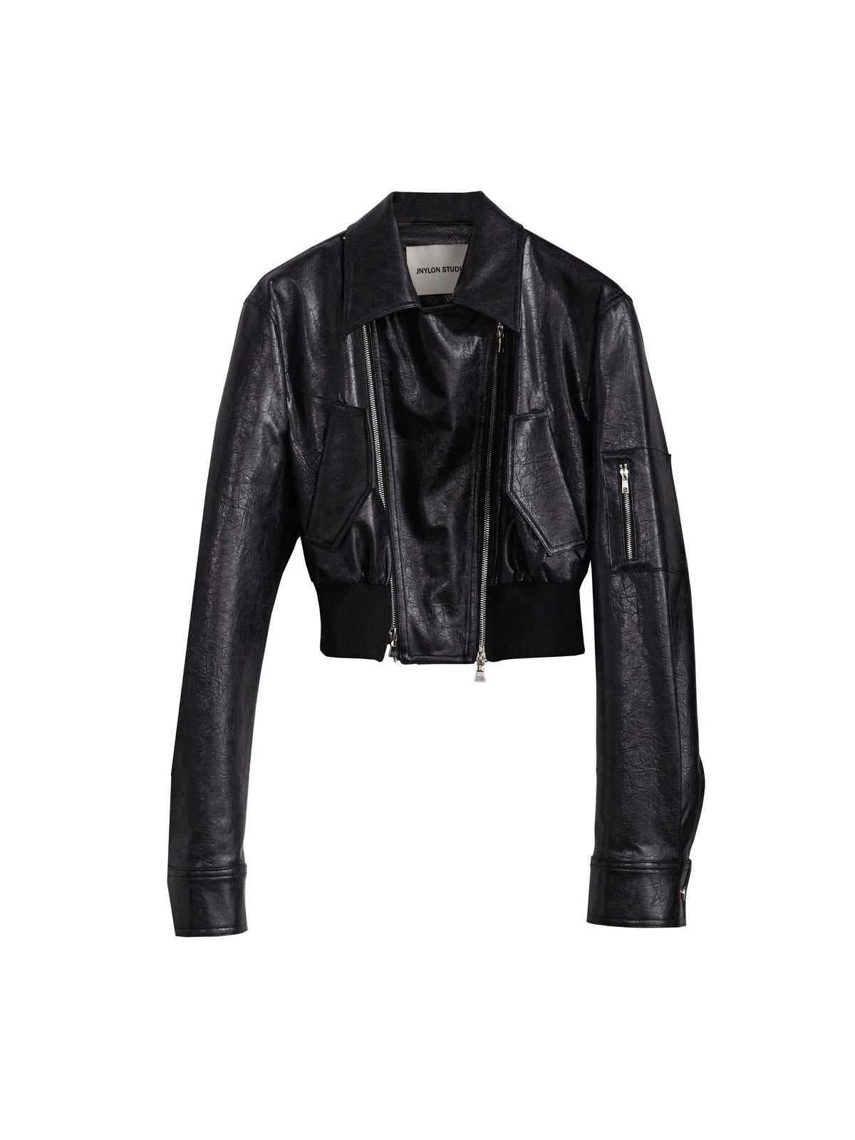 Zipper Decoration PU Leather Short Jacket