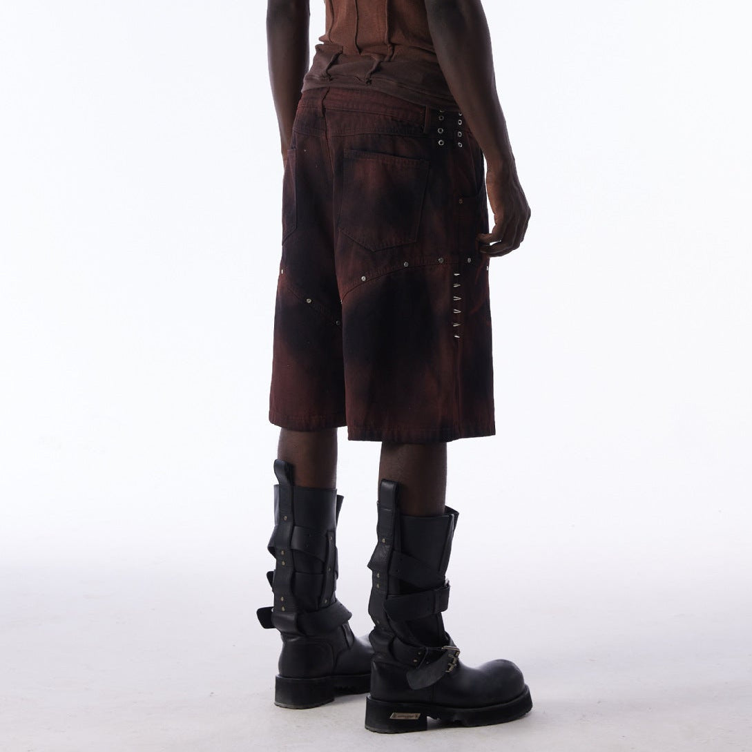 Washed Graffiti Dirty-Dye Denim Jort