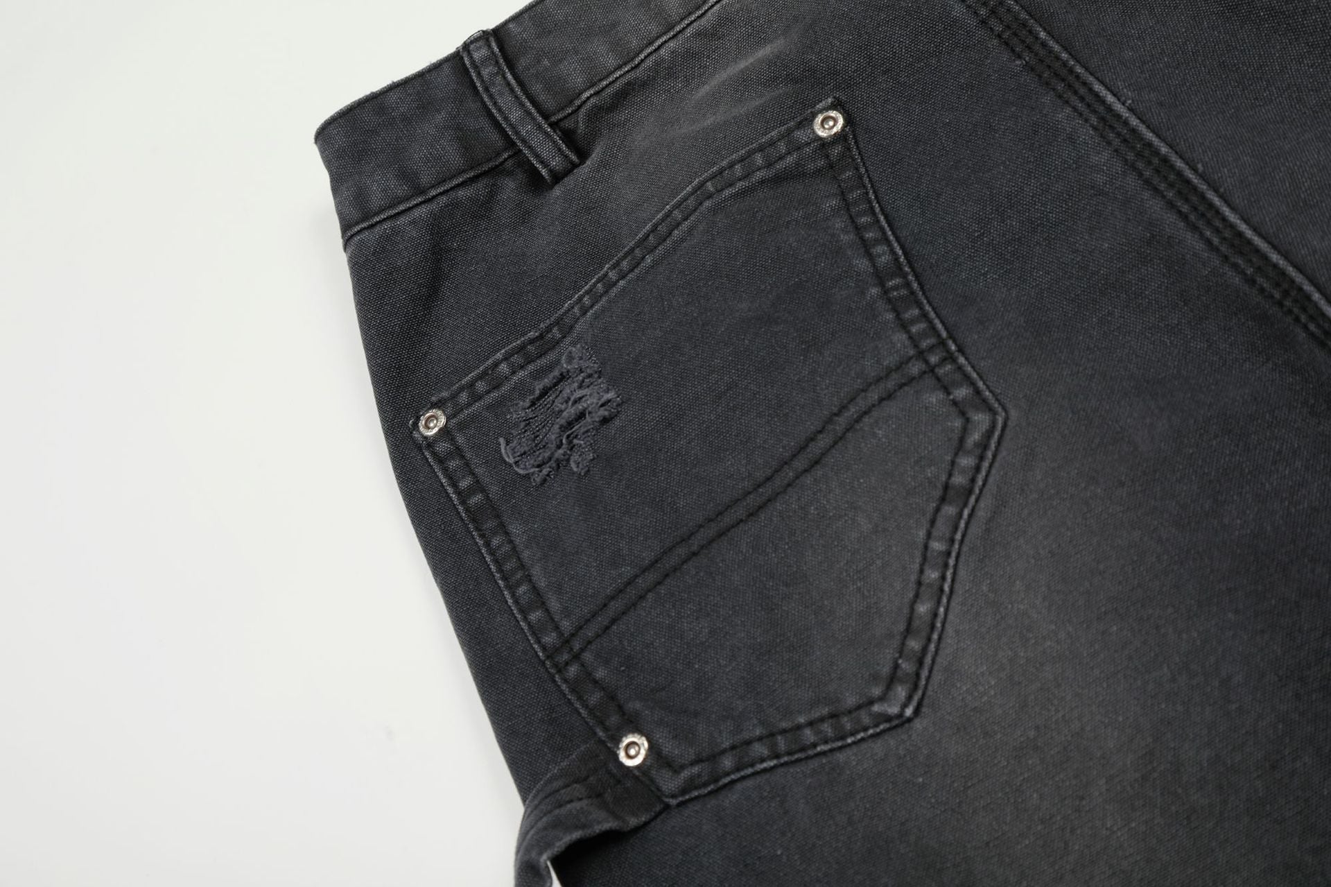 Washed Damage Wide Leg Denim Jeans
