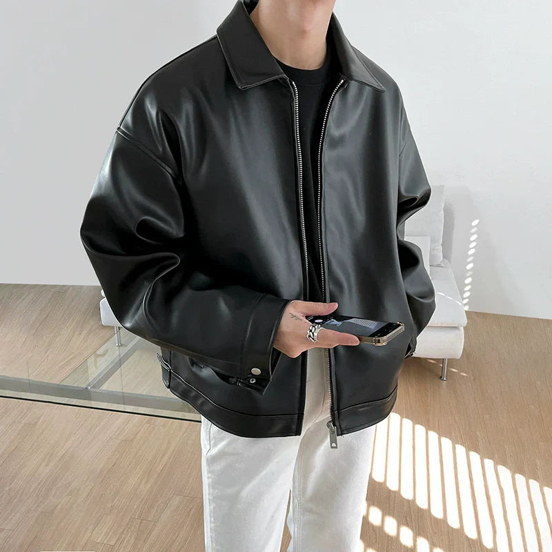 Oversize Zipper PU Leather Jacket