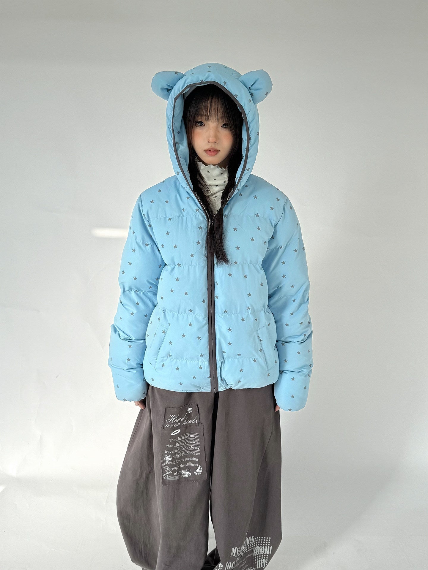 Letter Print Elastic Waist Wide Leg Sweatpants