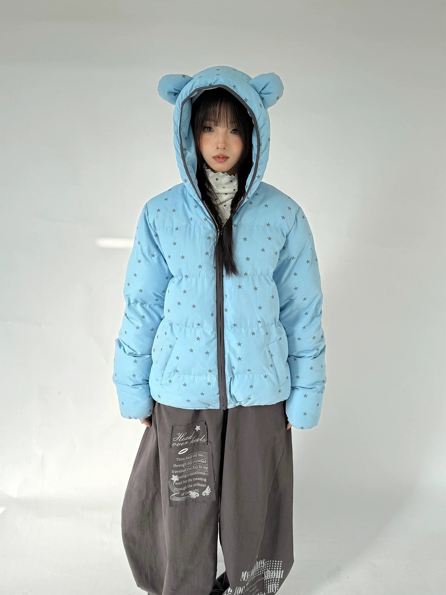 Letter Print Elastic Waist Wide Leg Sweatpants