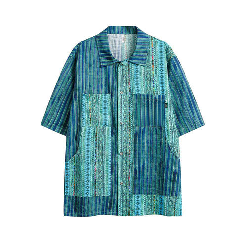 Camisa de Verão Estilo Boho Vintage - M / Verde