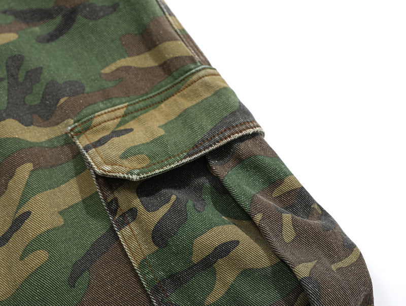 Pantaloni Cargo Svasati Mimetici Strappati
