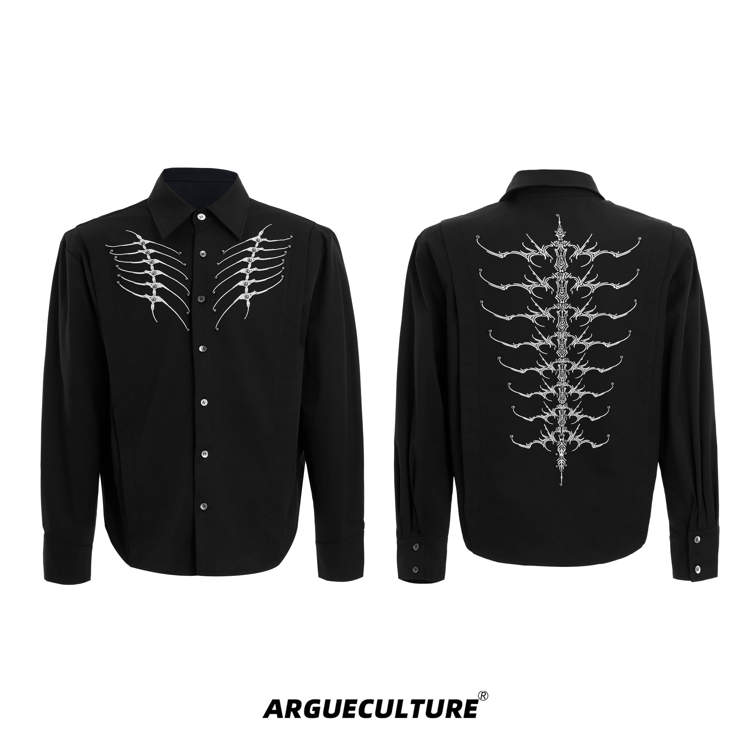 Embroidery Studs Long Sleeve Shirt