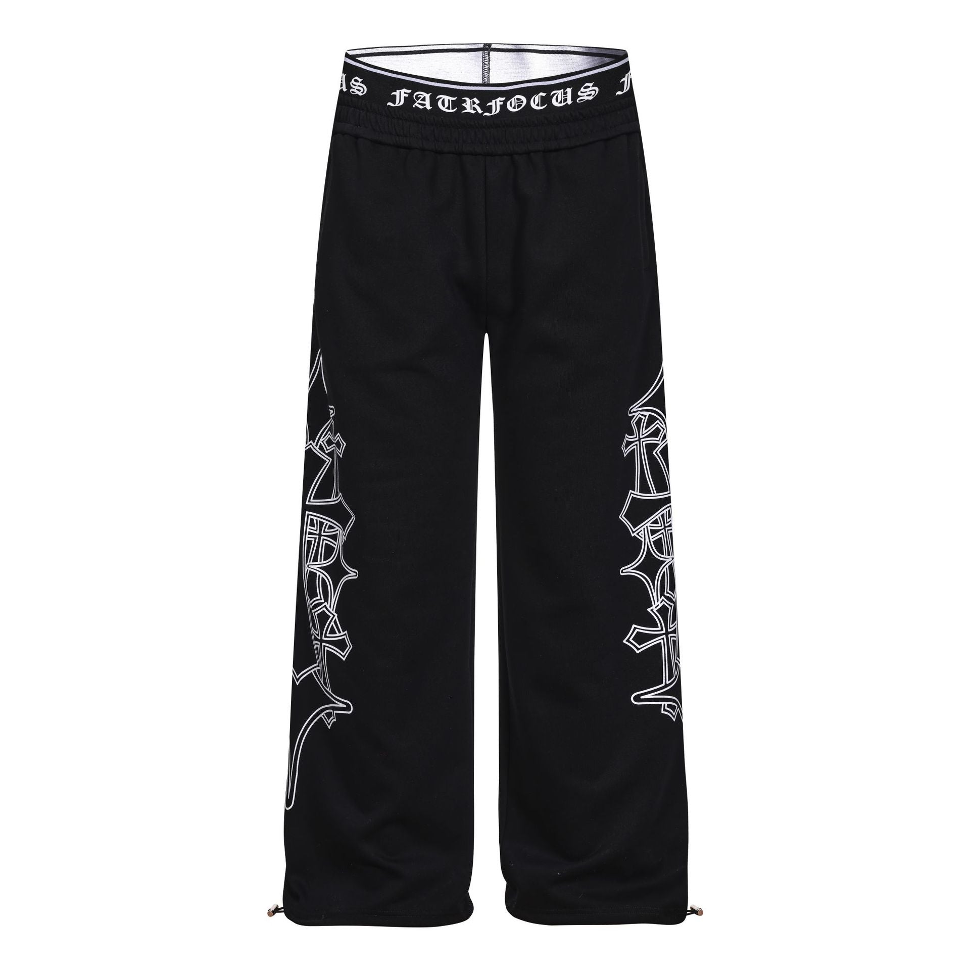 Letter Print Deconstruction Wide Leg Sweatpants
