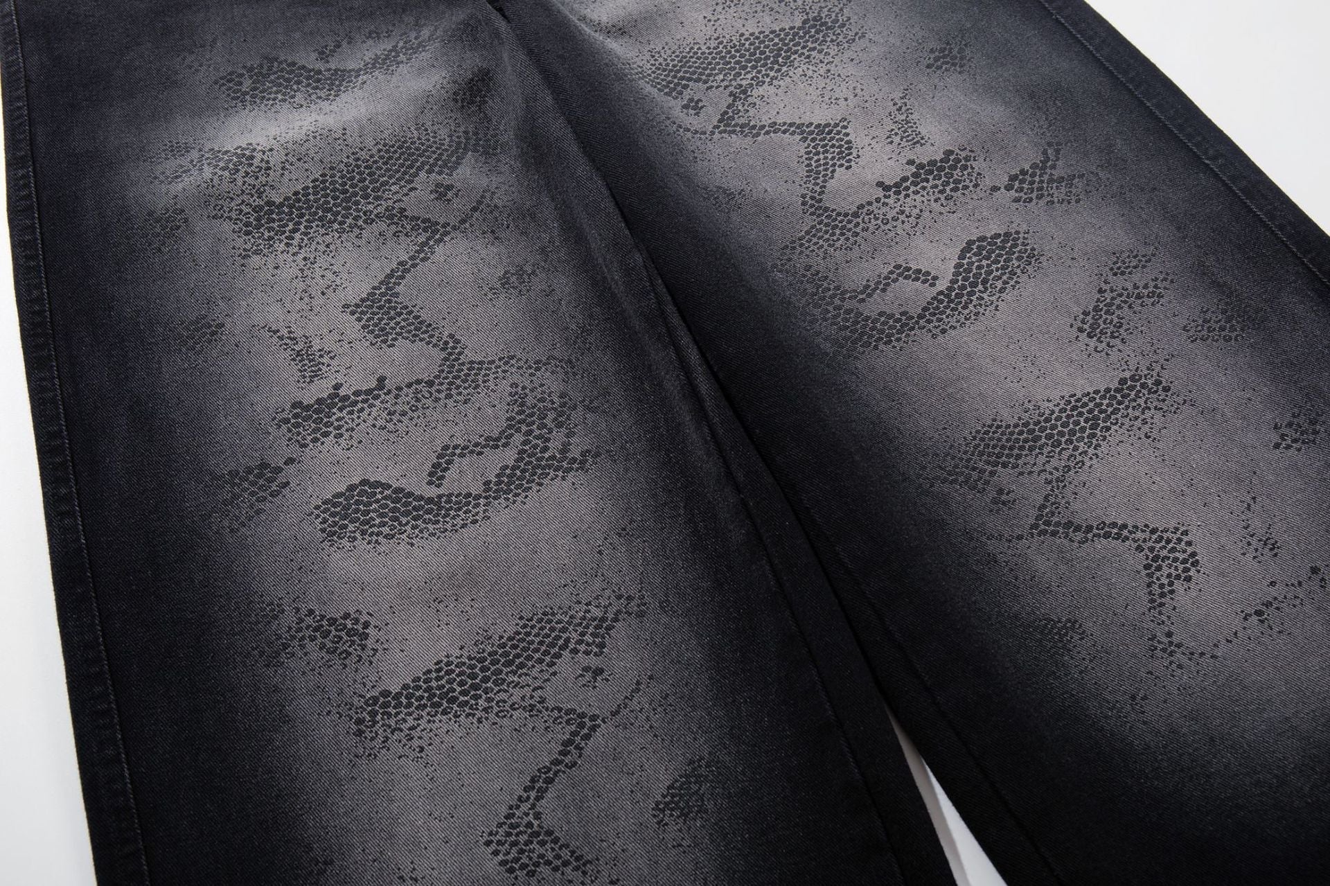 Washed Tribal Fade Wide Leg Denim Jeans