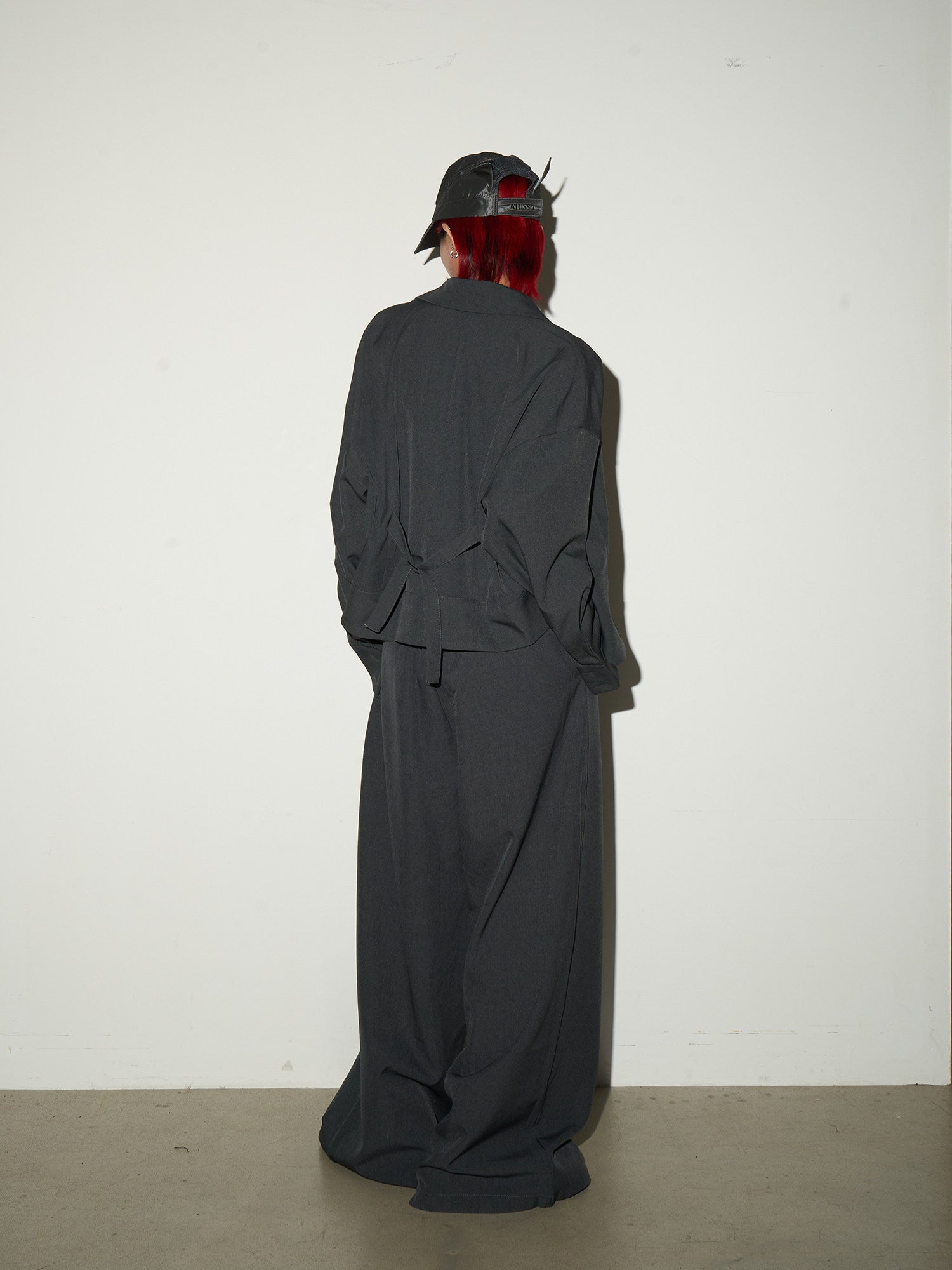 Button Front Long Sleeve Shirt & Pleats Wide Leg Trousers Setup