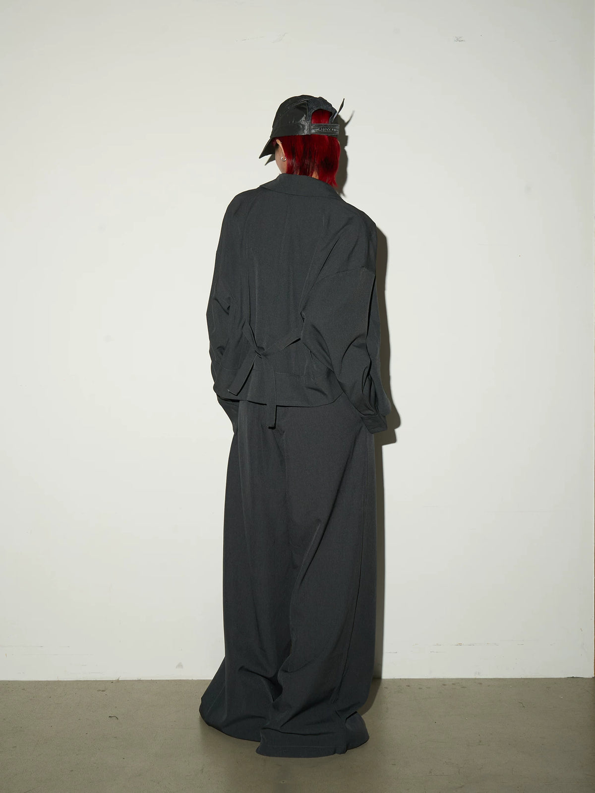Button Front Long Sleeve Shirt & Pleats Wide Leg Trousers Setup