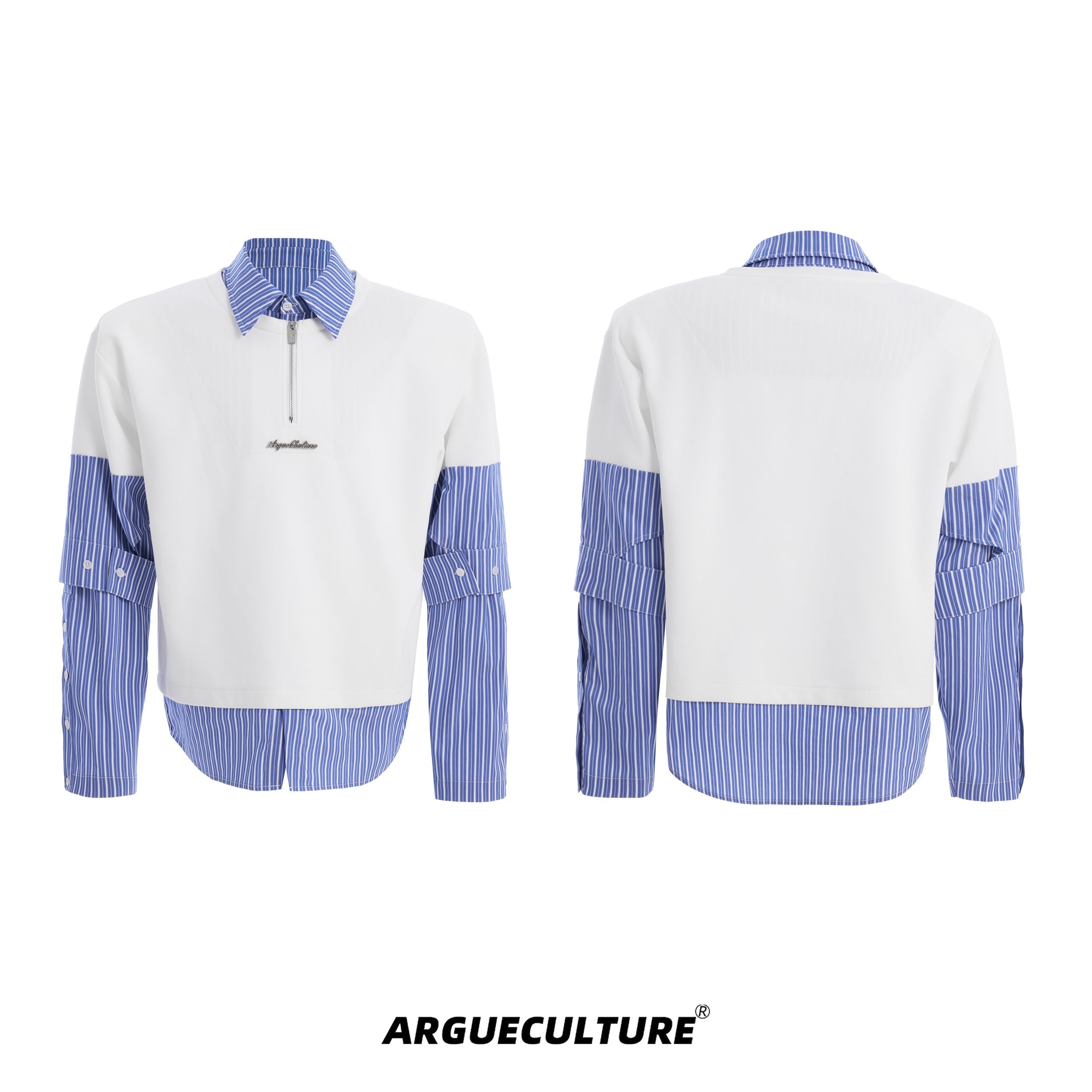 Fake Layered Stripe Long Sleeve Shirt