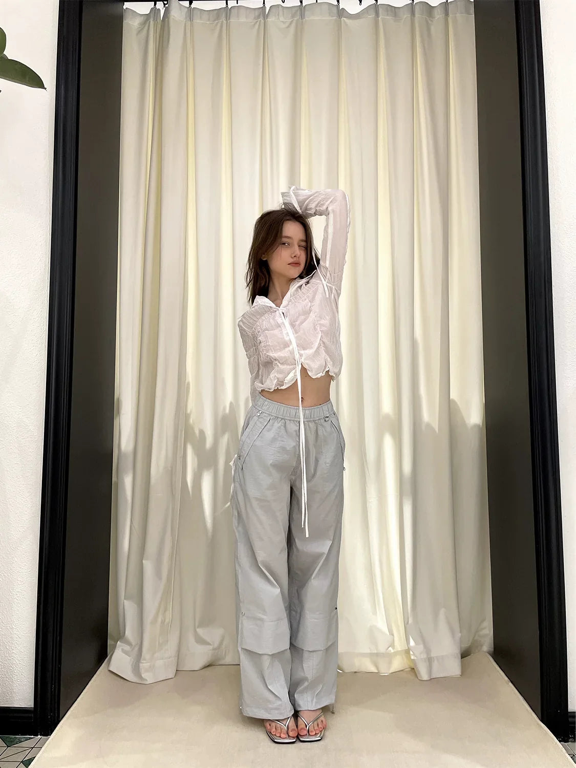 Look Slim Wide-Leg Straight Sporty Pants