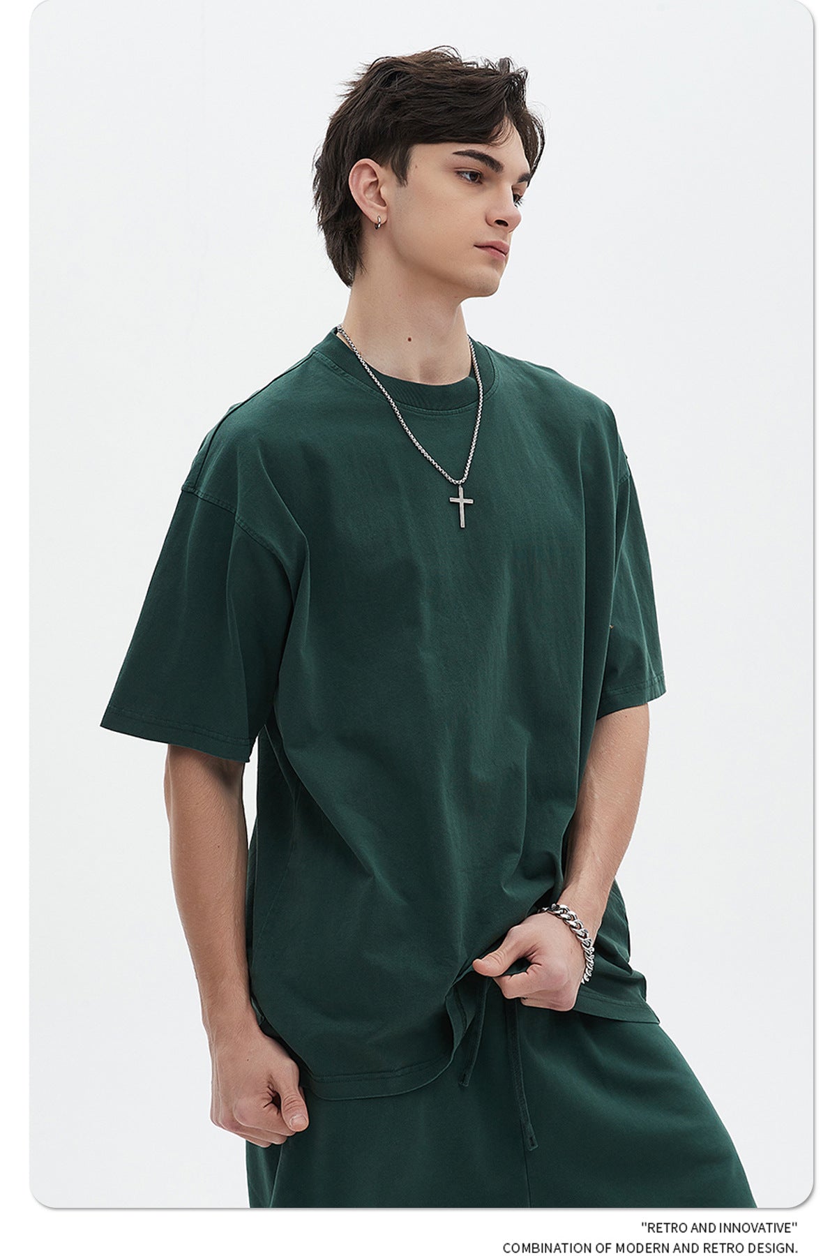 Oversize Washed Short-sleeve-T-shirt & Washed Short Sweatpants Setup