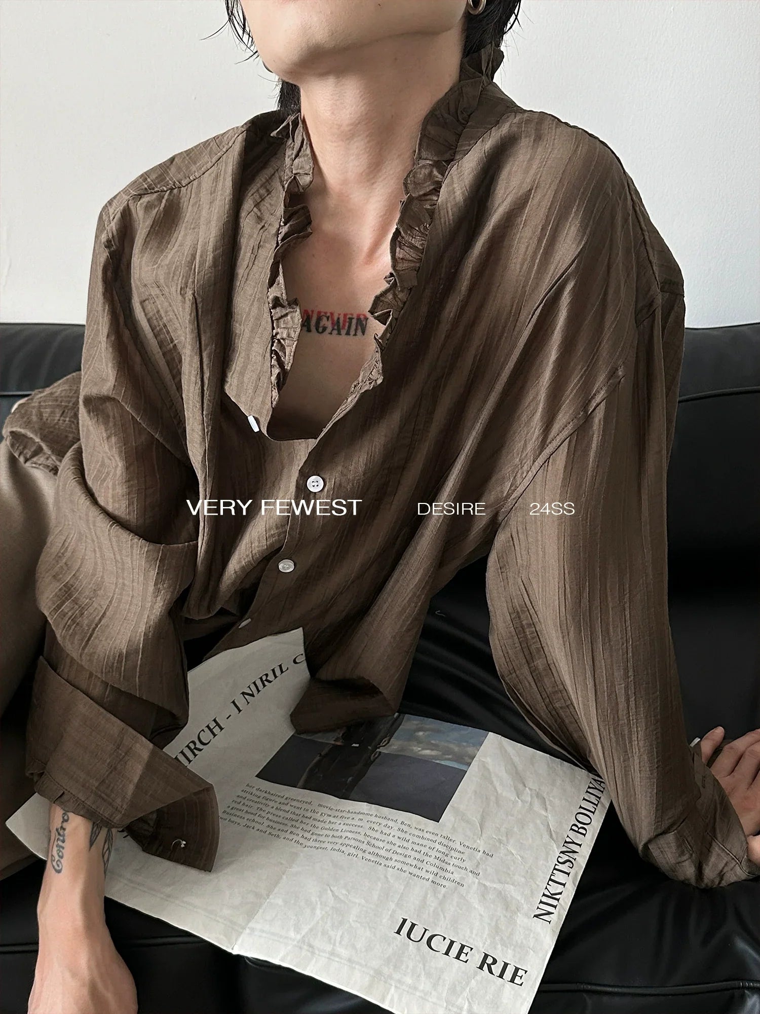 Lace V-neck Long Sleeve Shirt