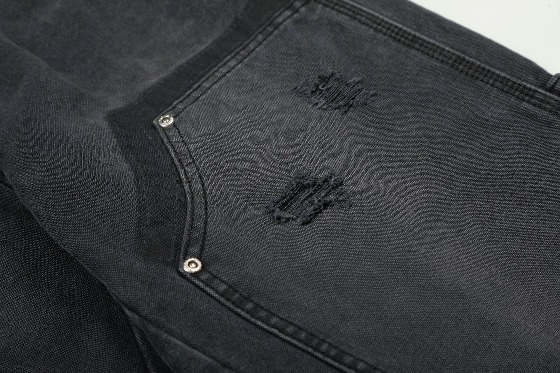Washed Damage Wide Leg Denim Jeans