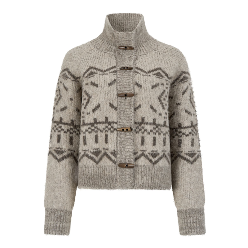 Fair Isle Jacquard Knit Cardigan
