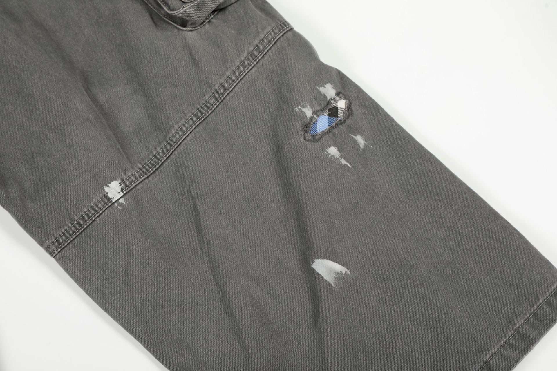 Damage Dirty Wide Leg Curved Cargo Pants