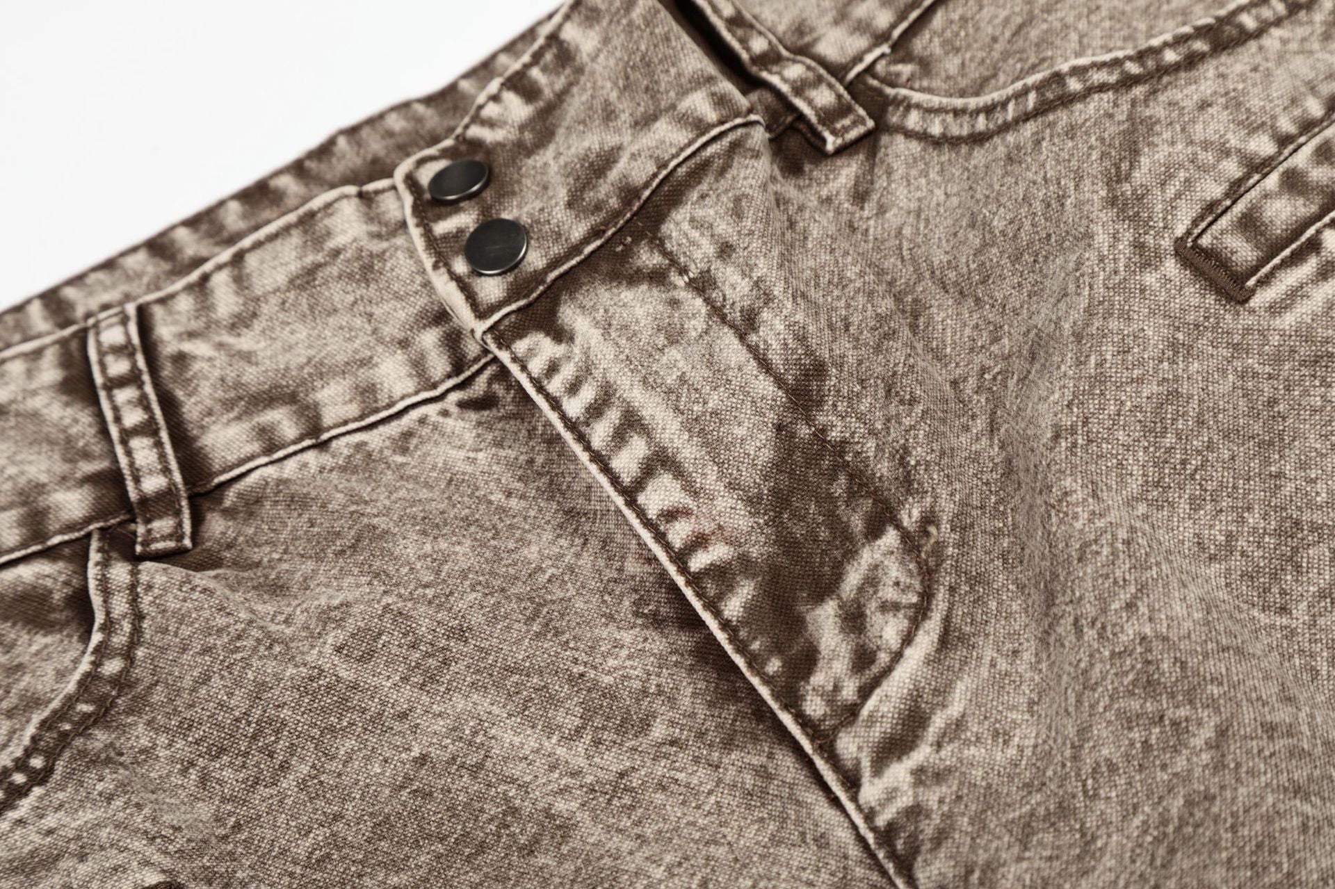 Washed Damage Wide Leg Curved Denim Jeans