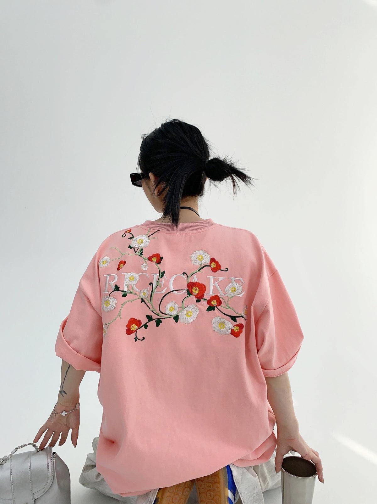 Oversized Flower Print Short Sleeve T-Shirt