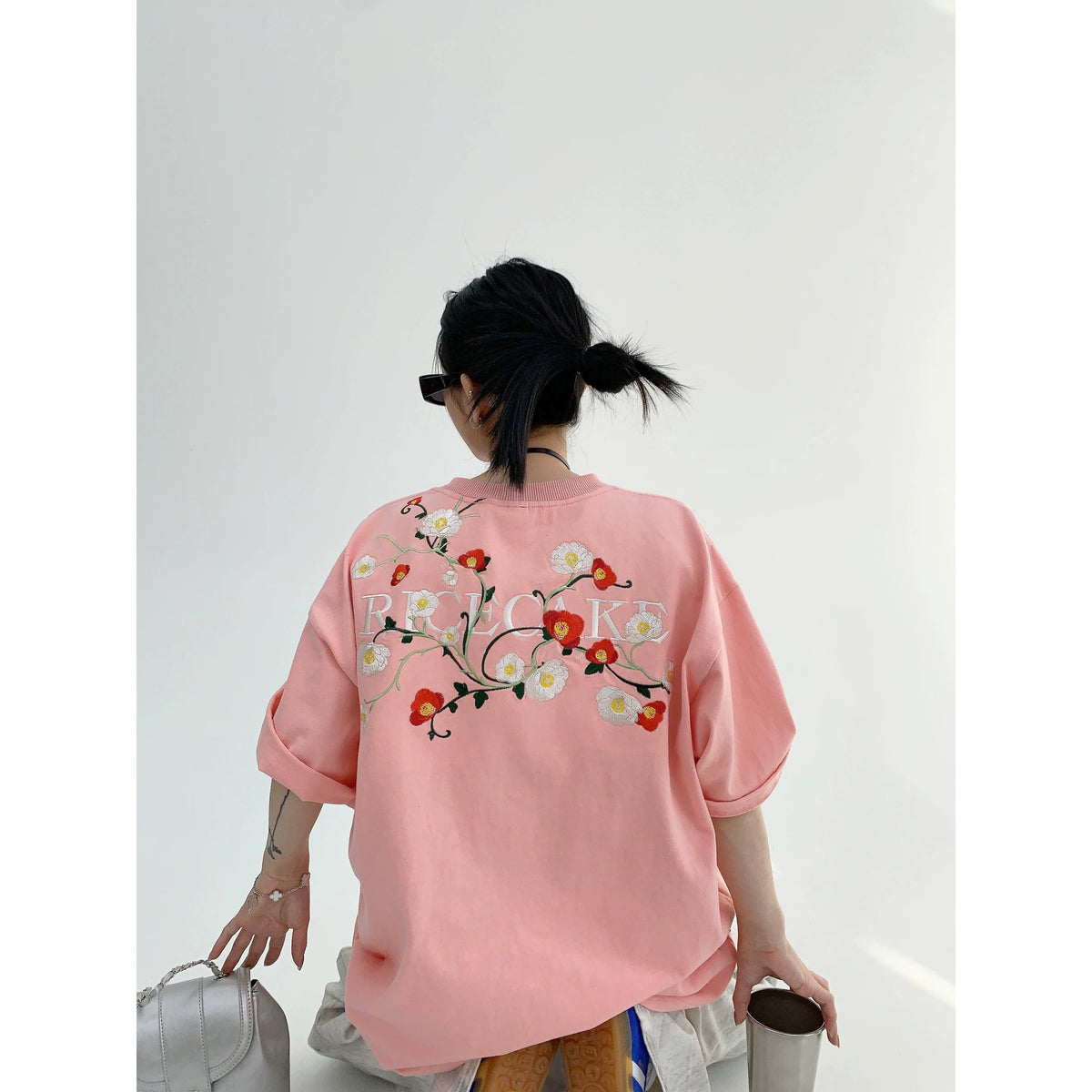 Oversized Flower Print Short Sleeve T-Shirt
