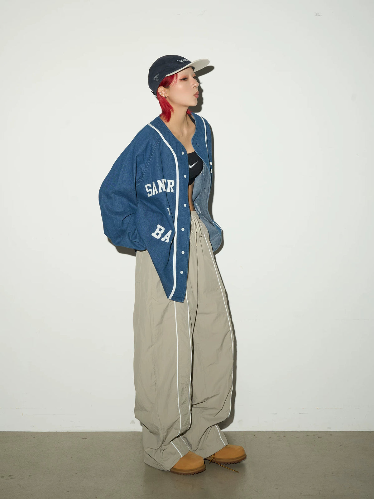 Line Detail Lightweight Quick-Dry Oversize Jacket & Wide Leg Pants Setup