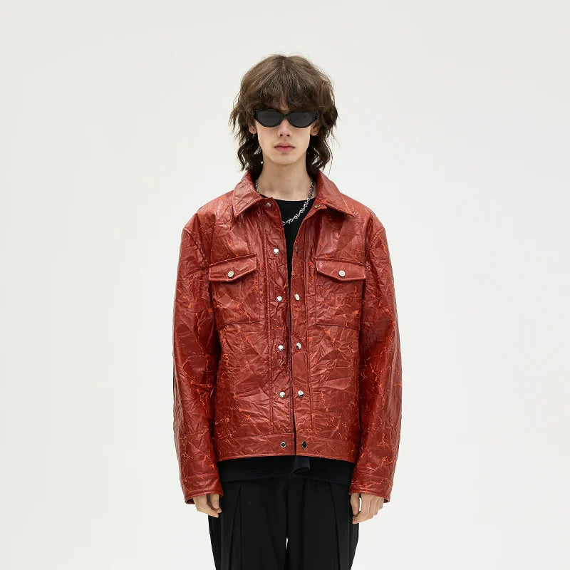Wrinkle PU Leather Jacket