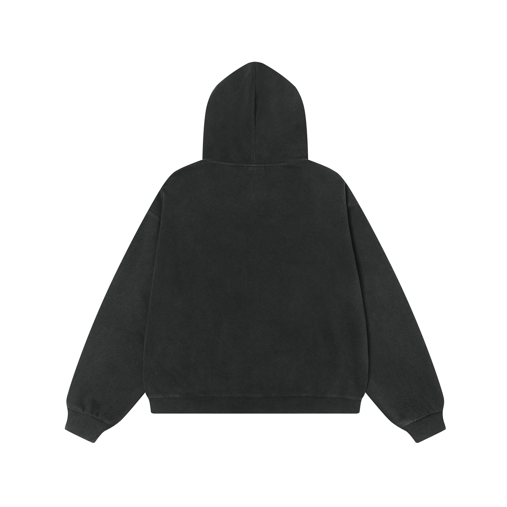 Washed Print Zipper Hoodie