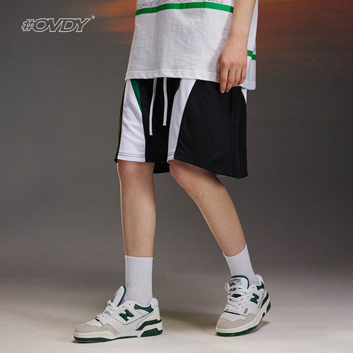 Mesh Patchwork Oversize Short Pants - Black / S